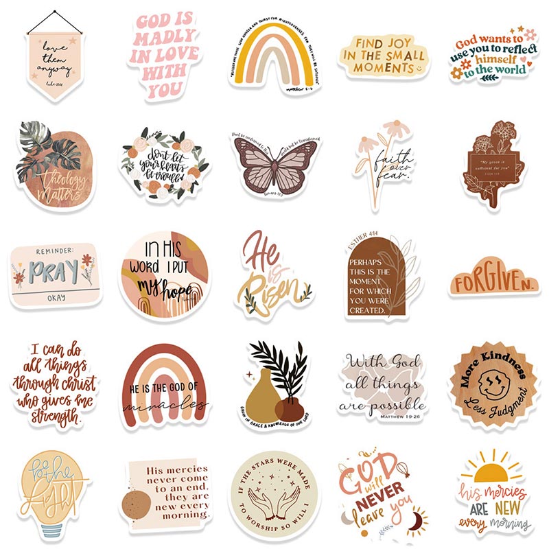 50pcs Boho Style Jesus Christians Religion Sayings Stickers Graffiti ...