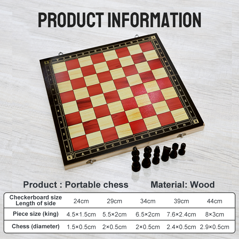 【Ship in 12h】5 Size Wooden Chess Set 3-in-1 Foldable Board Chess ...