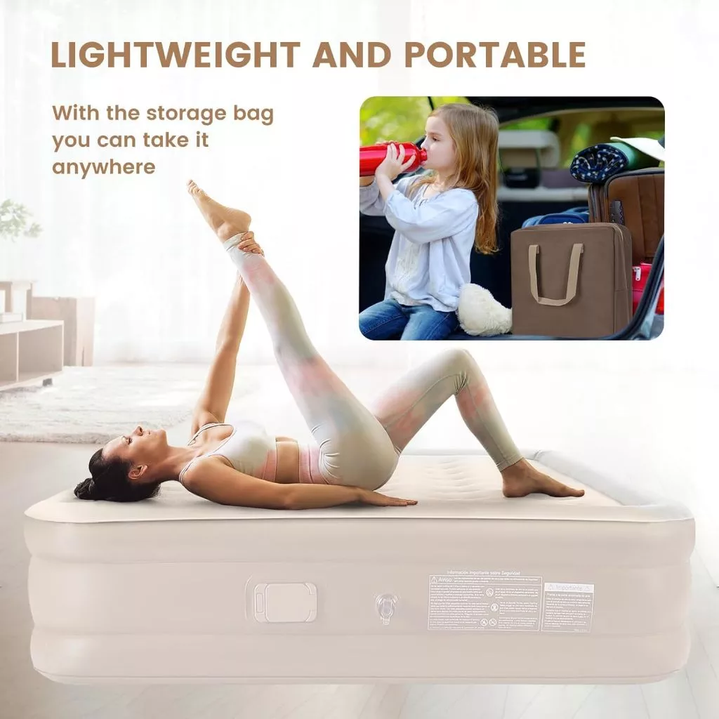 Inflatable mattress with electric air pump outdoor camping moisture ...
