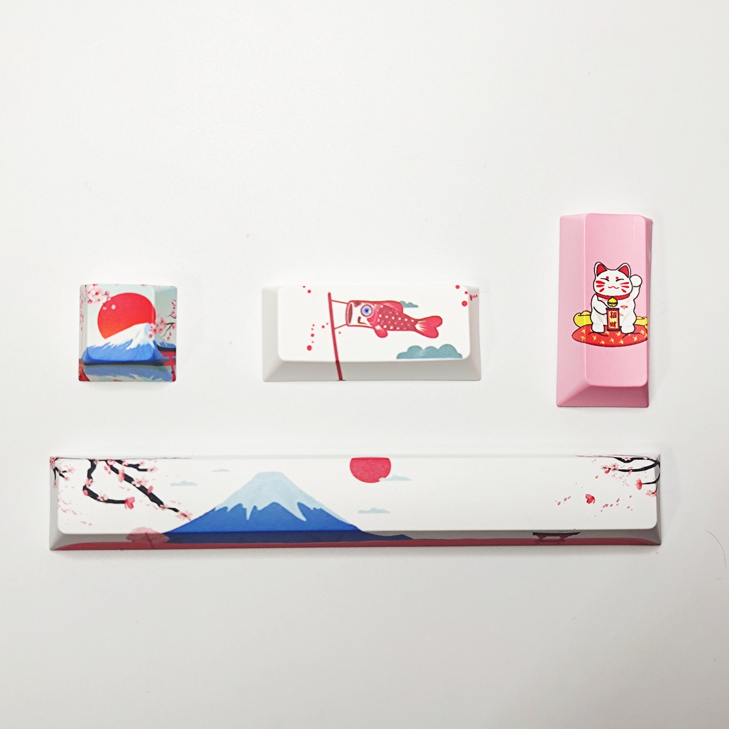 4pcs PBT Keycap Sublimation Unique Mount Fuji CHERRY Blossom Space Keys ...