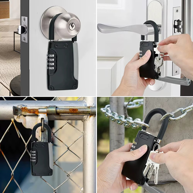 KIPRUN Key Lock Box, Metal Weatherproof Wall Mount Key Safe Box ,4 ...