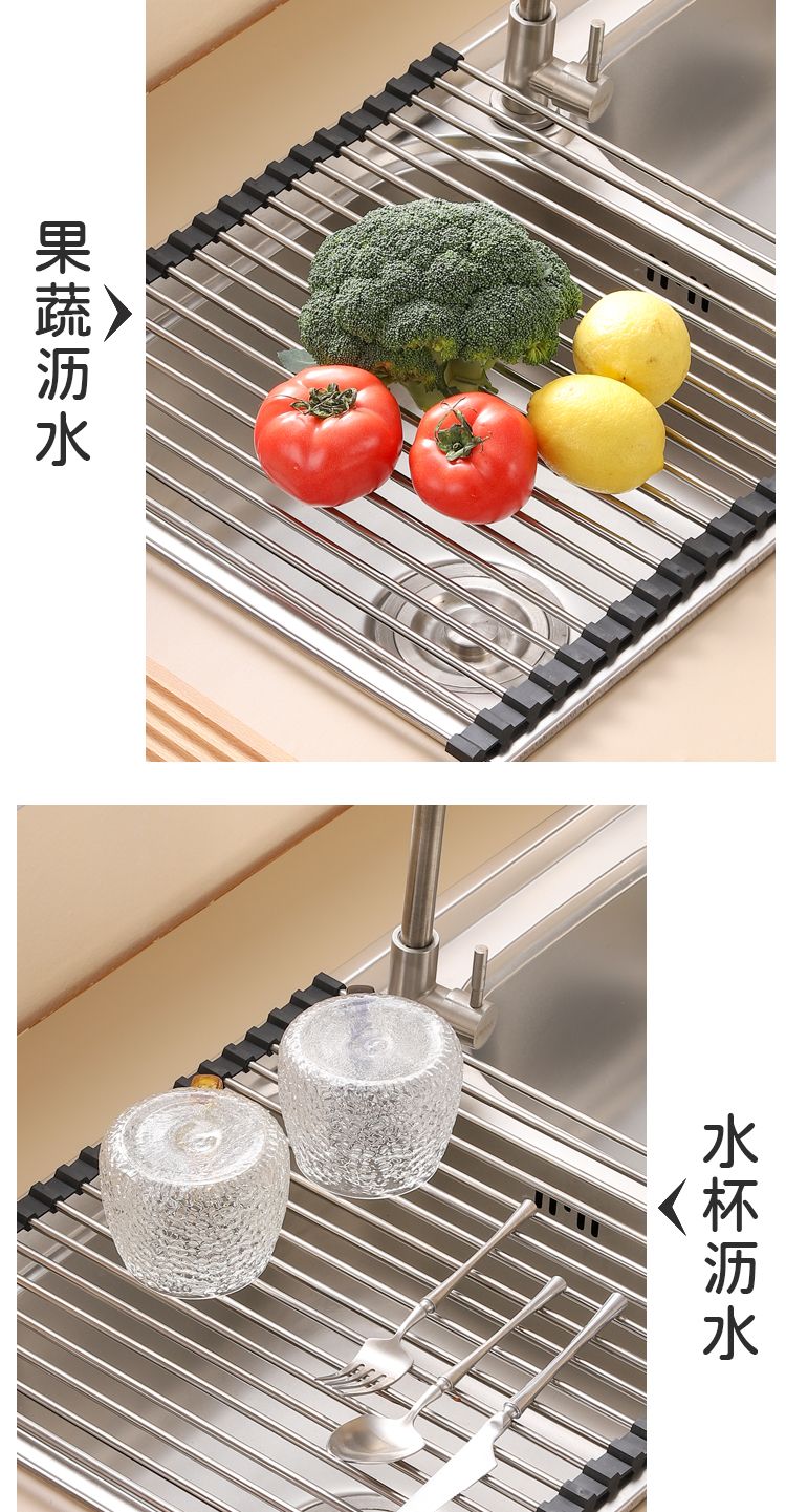 Kitchen Sink Rack Drainer Basket Stainless Steel Drain Rack Sink Dish ...