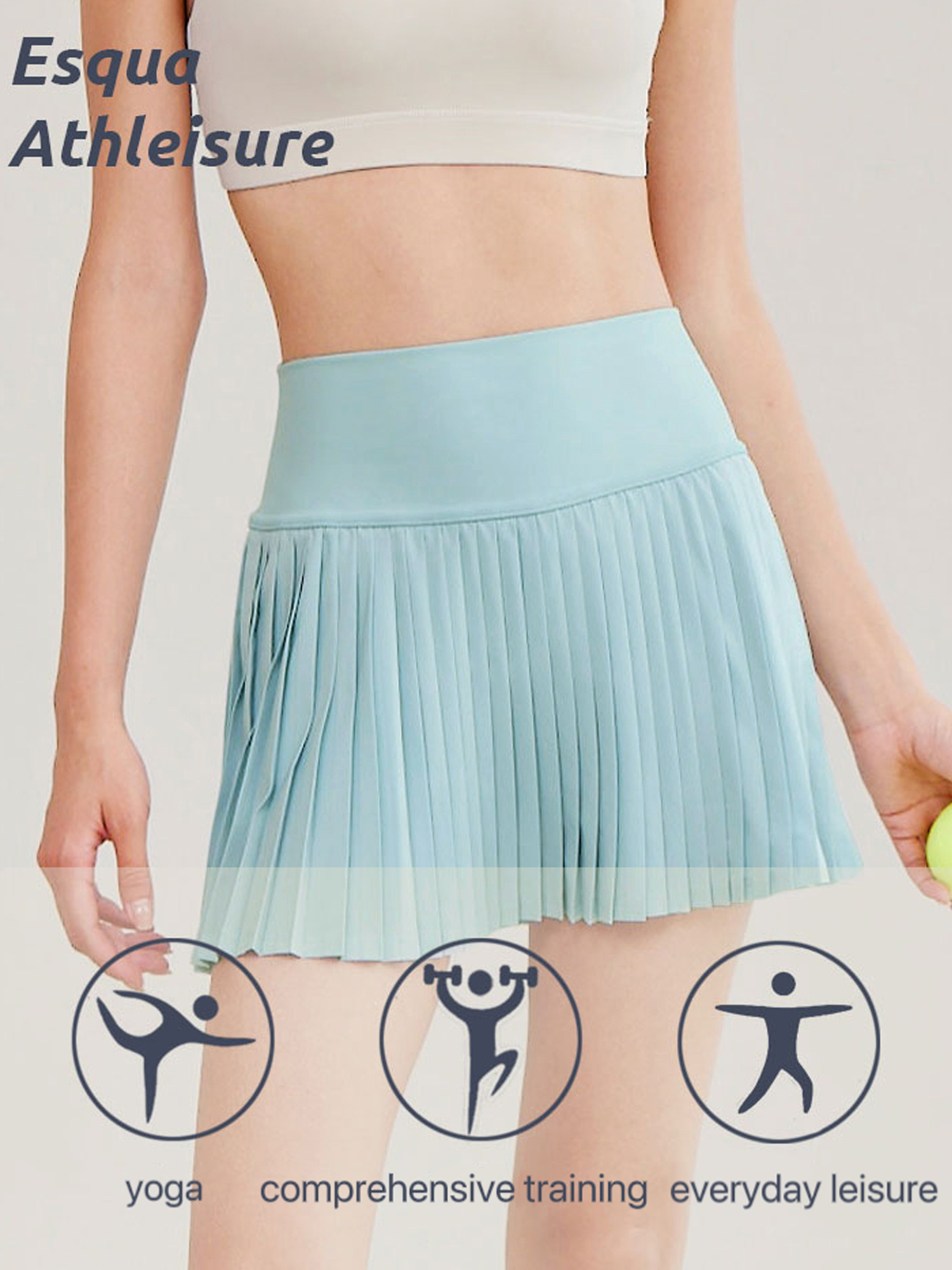 Esqua Athleisure High Waist Tennis Skorts Inner Lining Golf Skirt Flowy ...