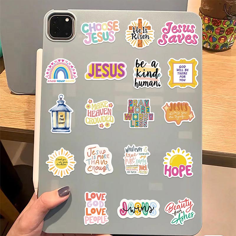 50pcs Jesus Christian Phrase Stickers Bible Verse Faith Decals Cross ...