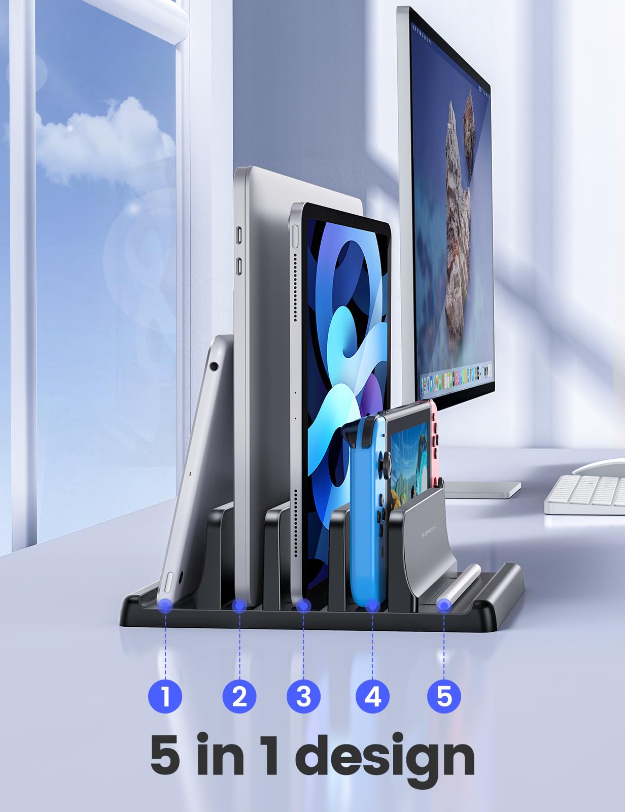 【SG】 5 Slots Laptop Stands Vertical Laptop Holder 5-IN-1 Design for ...