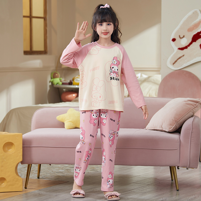 Cute Girls Sleeping Wear Kids Pyjamas Big Girls Simple Loungewear Kids ...