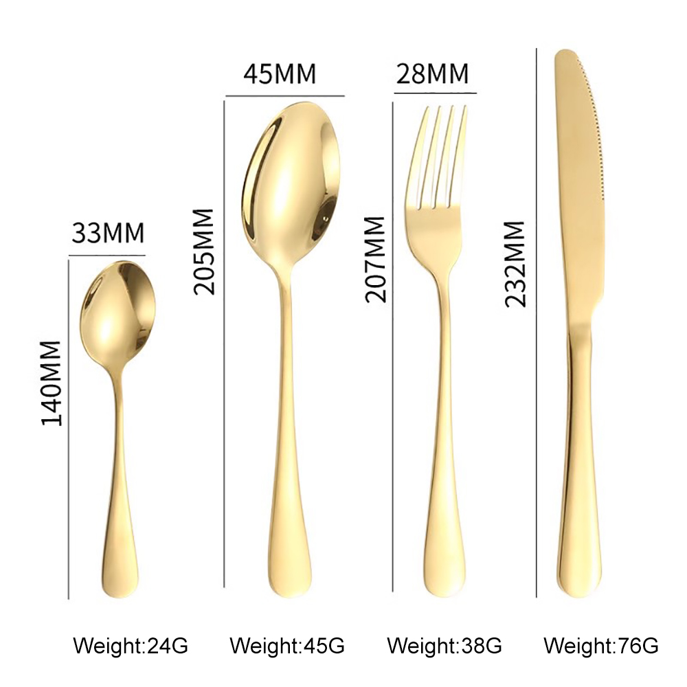 24-piece gift box stainless steel spoon and fork set gold cutlery set ...