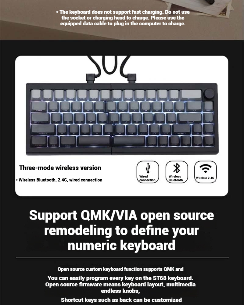 Zornher ST68 split split mechanical keyboard Wired wireless