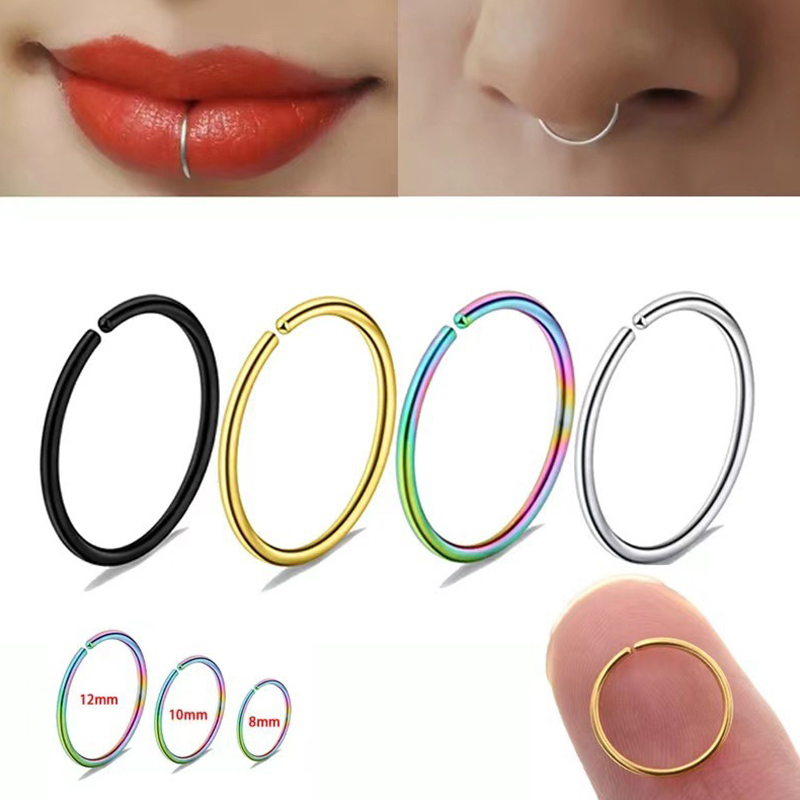 1PC Fake Piercing Nose Hoop Ring Labret Lip Ring Rook Piercing ...