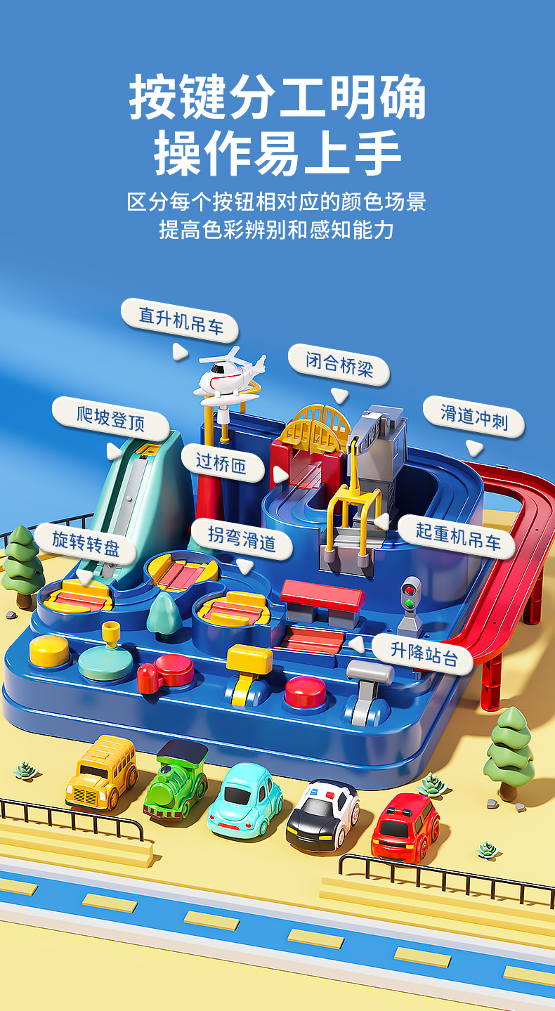 🔥Ship 24H🔥 Kids Car Track Playset Racing Adventure Toy With Cars ...