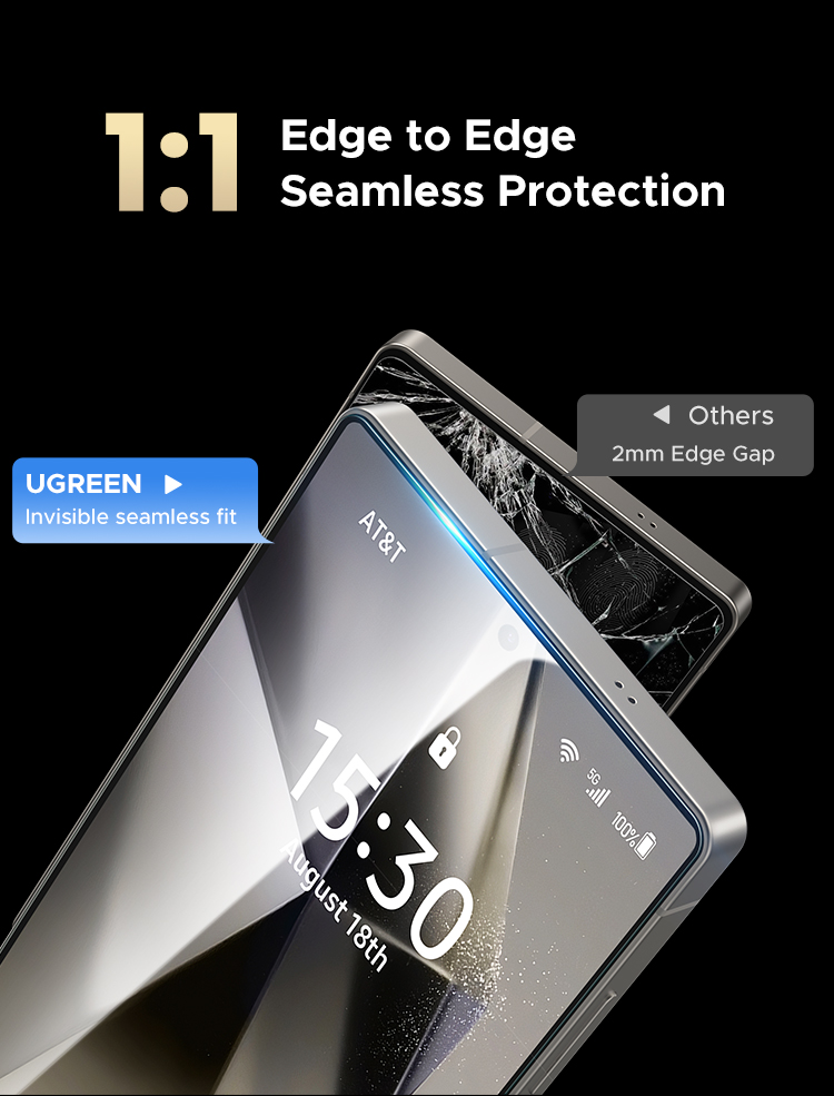 UGREEN 2PCS Borderless HD Tempered Glass Screen Protector For Samsung ...