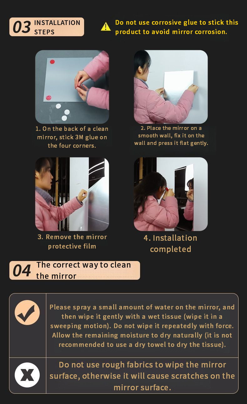 (SG Warehouse) Soft Mirror Wall Sticker Self-Adhesive Acrylic Full ...