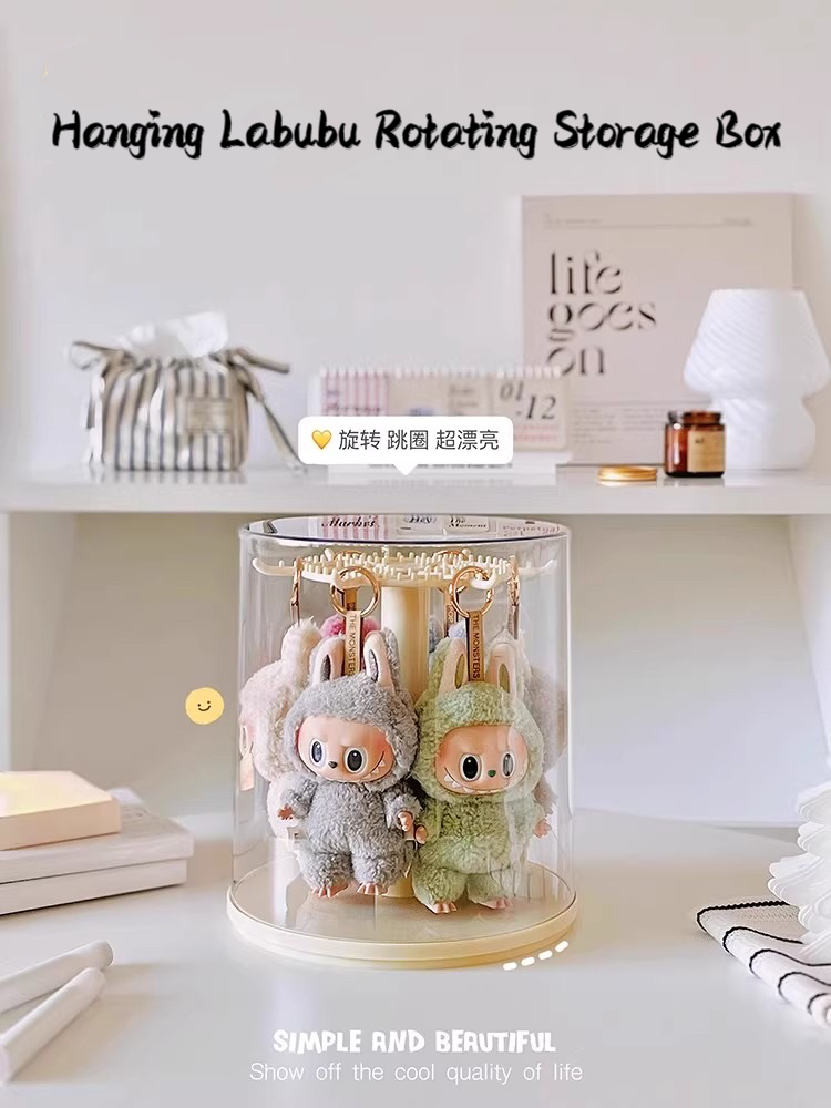 Hanging Labubu Pendant Display Box Rotating Transparent Labubu Plush ...