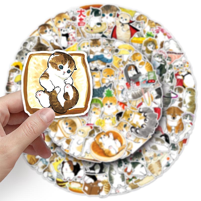 100pcs Cute Cartoon Cat Sticker Kawaii Cat Animal Graffiti Waterproof ...