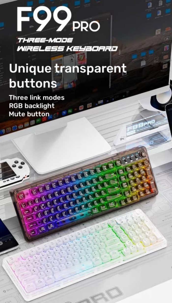 【SG in stock】Transparent keyboard, multiple backlit wired & wireless ...