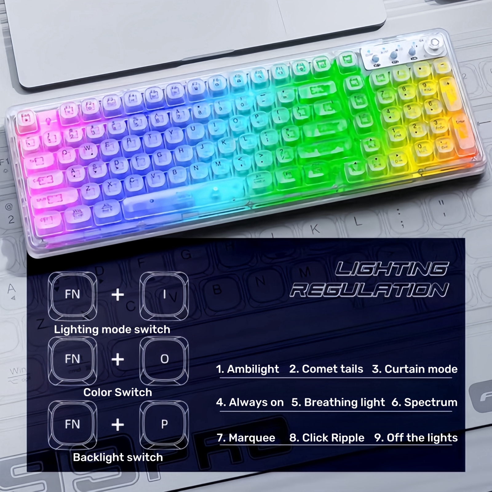 【SG in stock】Transparent keyboard, multiple backlit wired & wireless ...