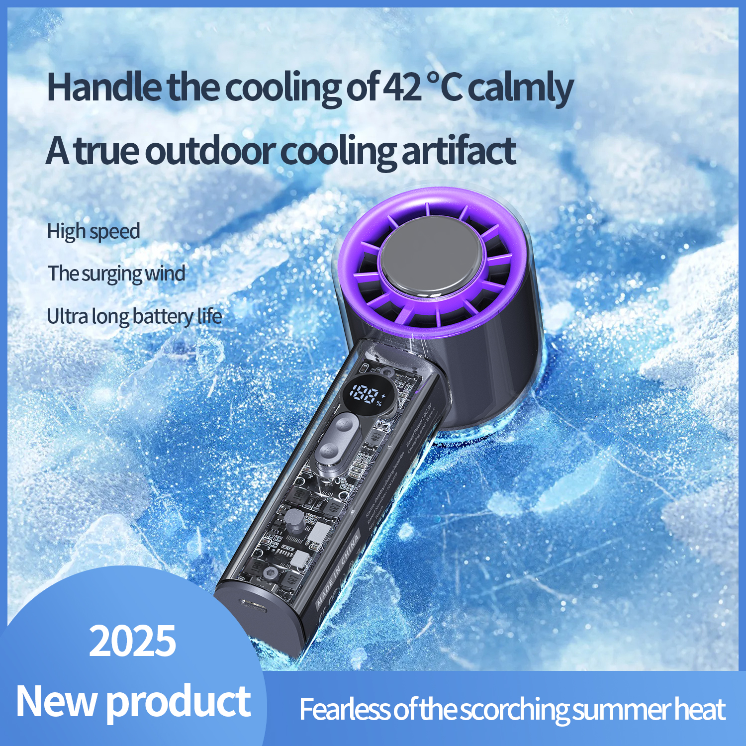 【Upgrade】TEC Cooling Portable Fan Turbofan 100-Speed USB Small Handheld ...