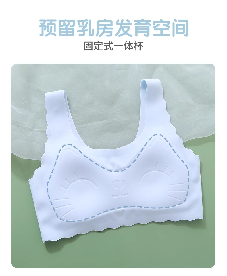 Ice silk Girl Lingerie kids bra Development child fixed cup Breathable ...