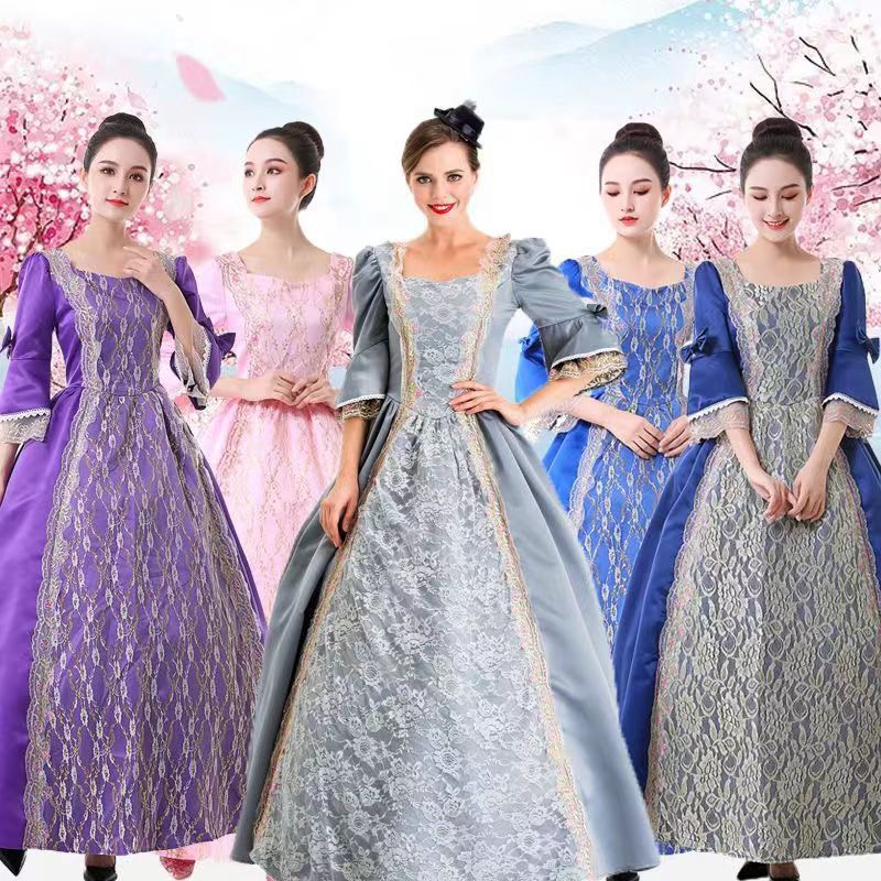 Women's Renaissance Medieval Prom Dress, Queen's Champagne Costume ...