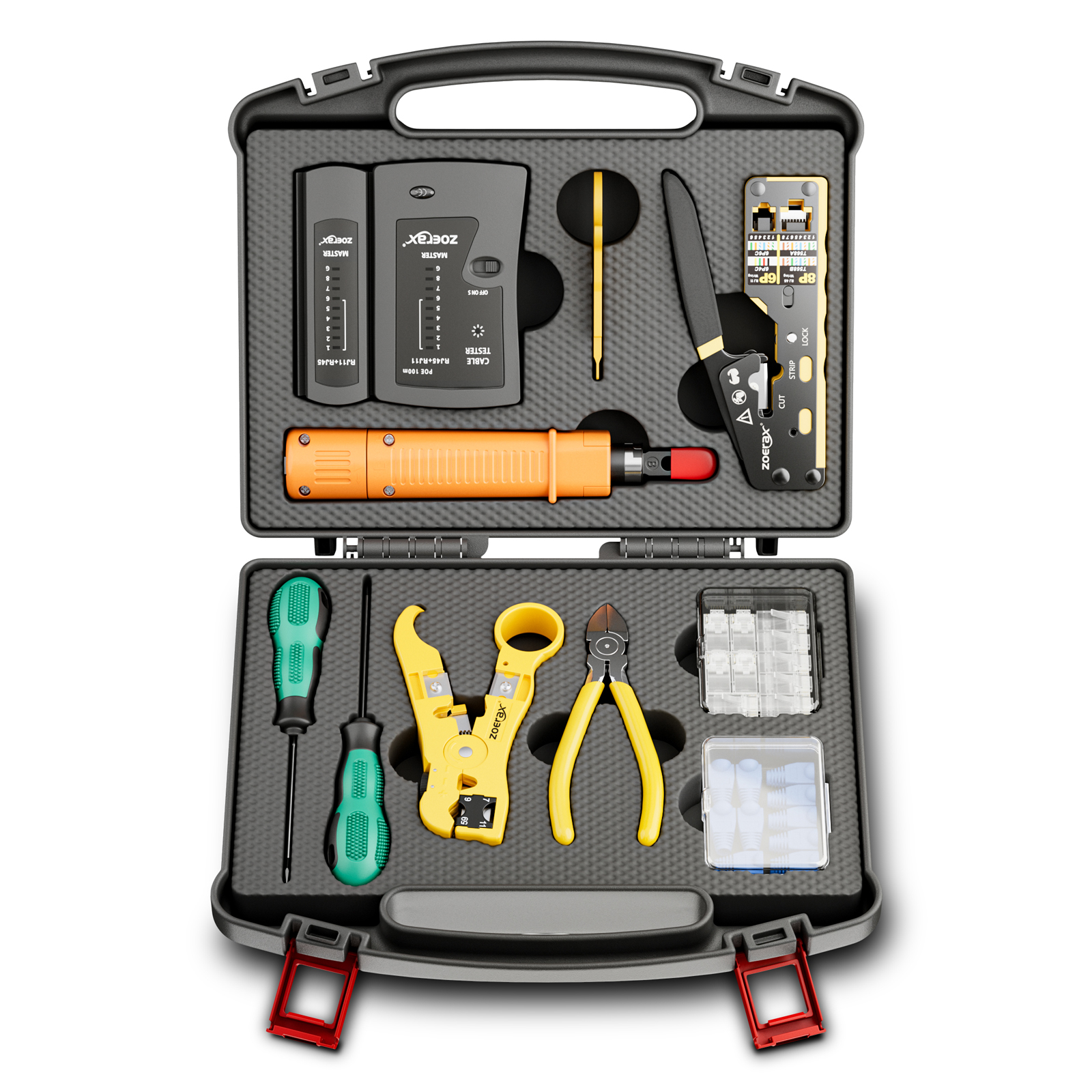 Zoearx RJ45 CAT6 cable termination tool kit, network tool set, punch ...