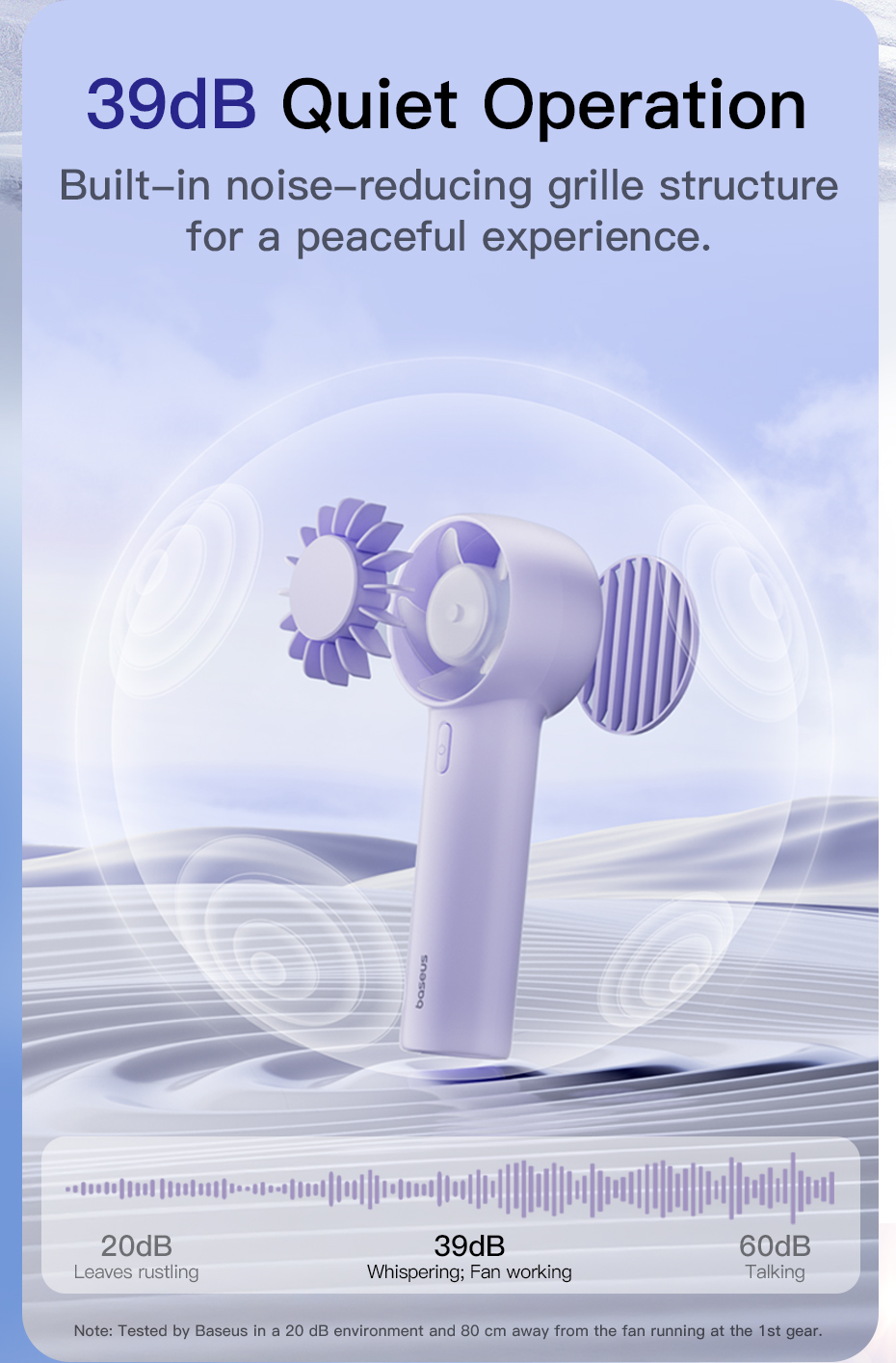 Baseus DT1 Mini Turbine Handheld Fan 3 Speed Adjustable Portable Fan ...