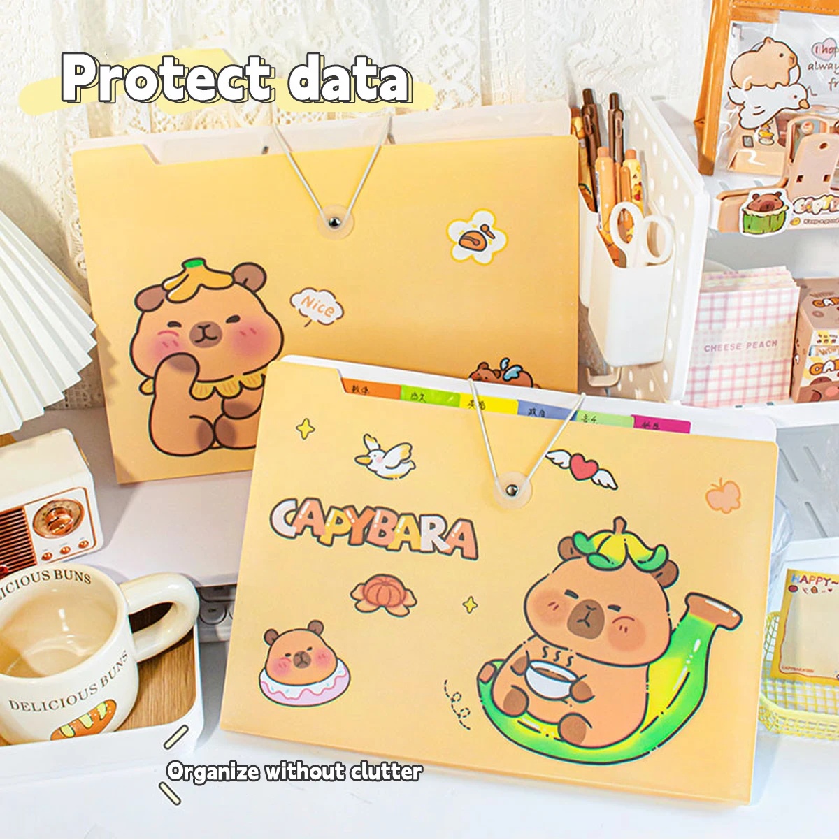 12 Layers Capybara A4 File Folder Test Paper Storage Folder Portable ...
