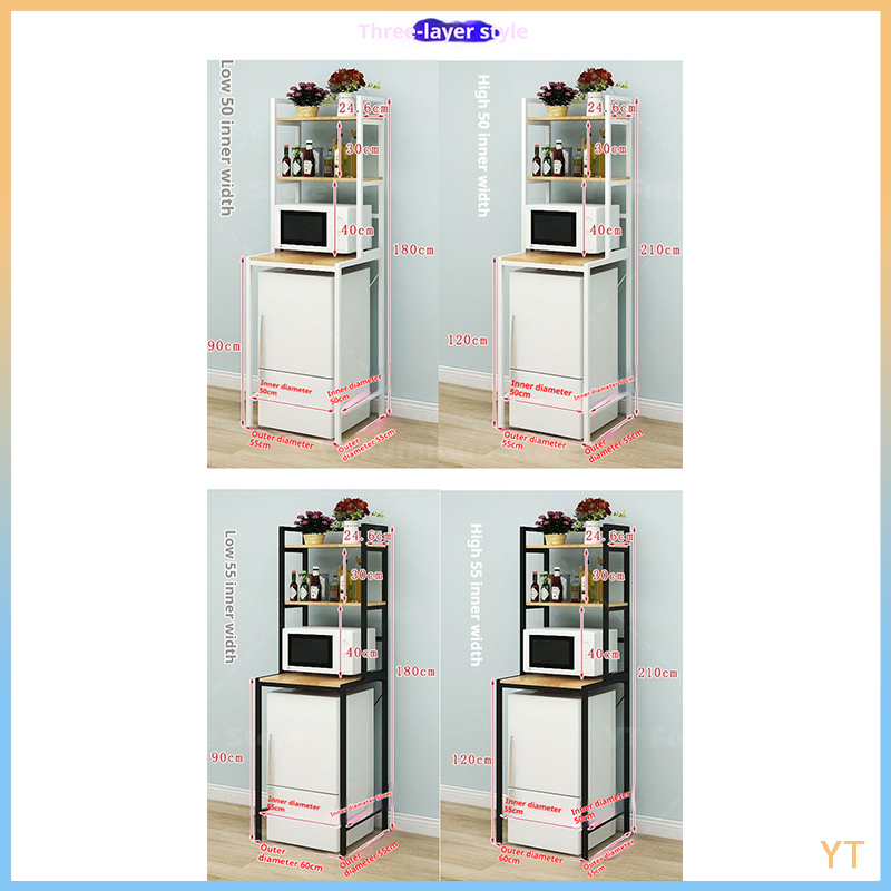 Floor storage rack shelf cabinet Refrigerator freezer shelving raises ...