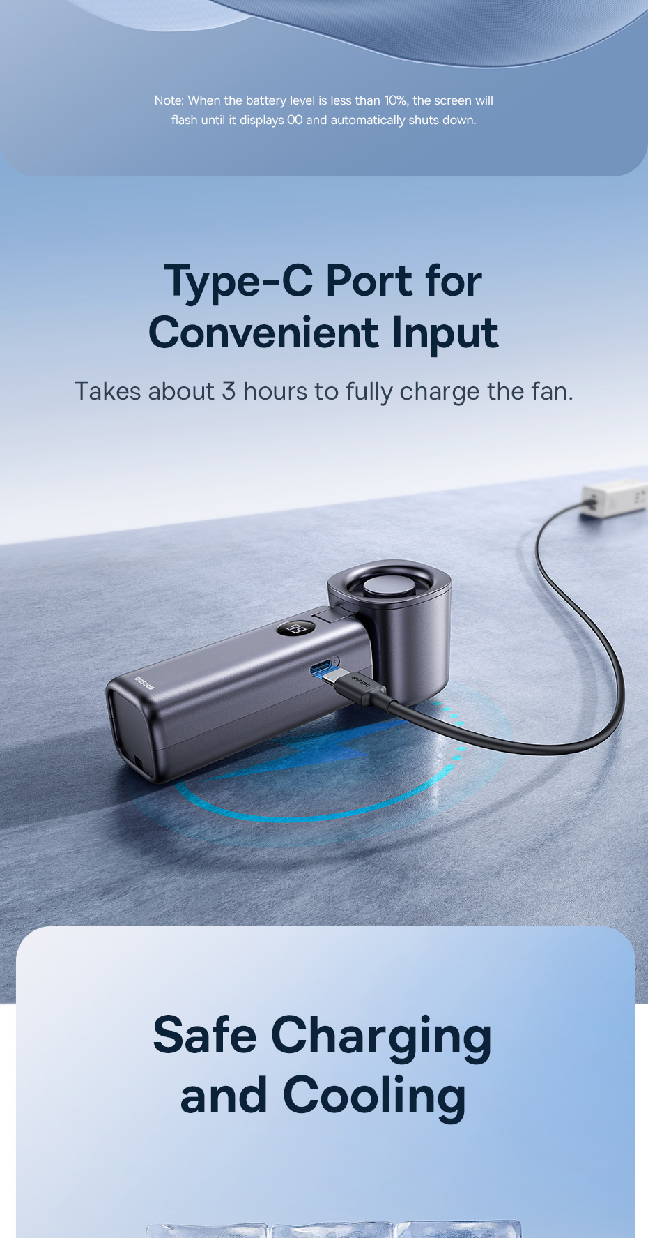 Baseus GoTrip DT1 4000mAh High-Speed 5 Speeds Strong Wind Foldable ...