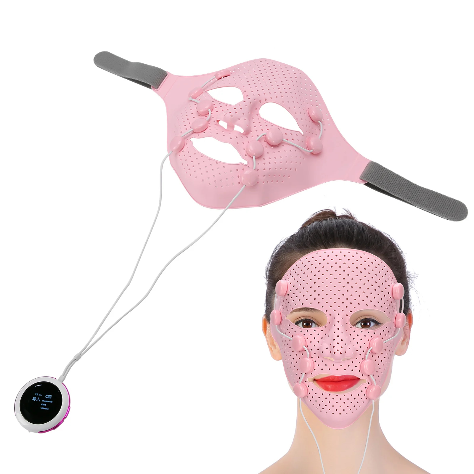 Silicone EMS Facial Mask Electric V-shaped Face Lifting Slimming Face ...