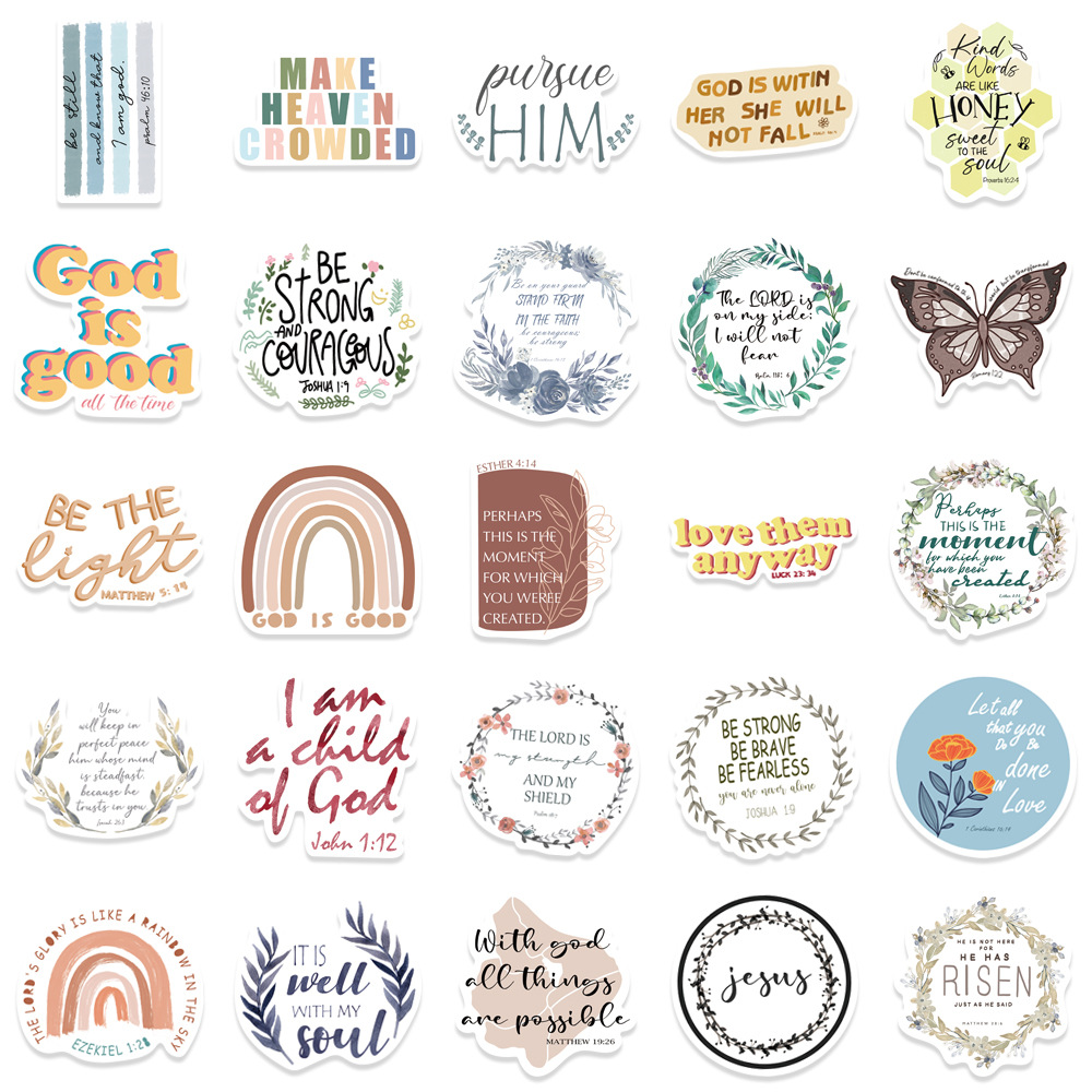 50pcs Bible Proverbs Holy Bible Jesus Christian Religion Sticker Gift ...