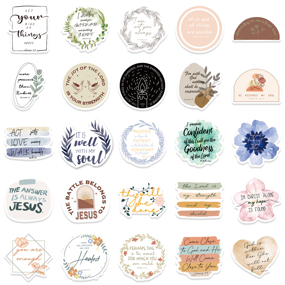 50pcs Bible Proverbs Holy Bible Jesus Christian Religion Sticker Gift ...