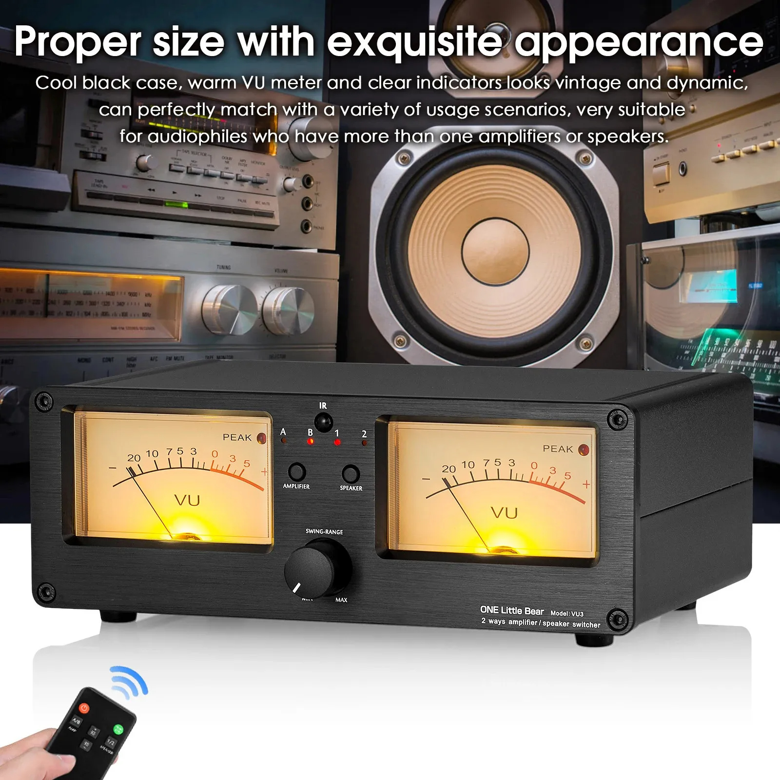 Dual Analog VU Meter Sound Level DB Panel Display 2-way Amplifier ...
