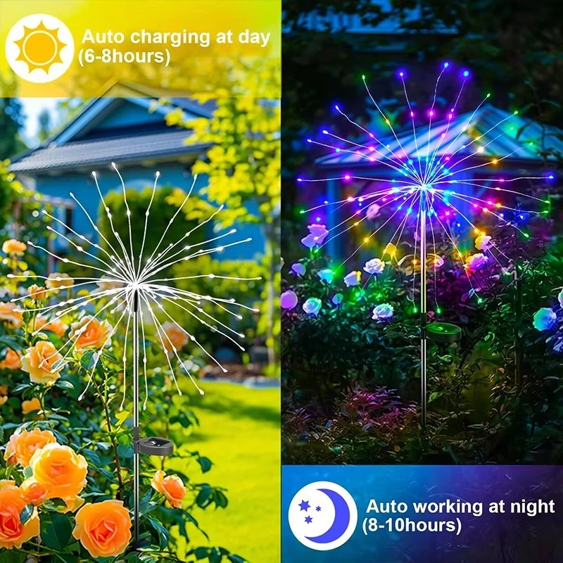 200/150 LED lampu solar outdoor waterproof Fireworks Lights 8 Modes ...
