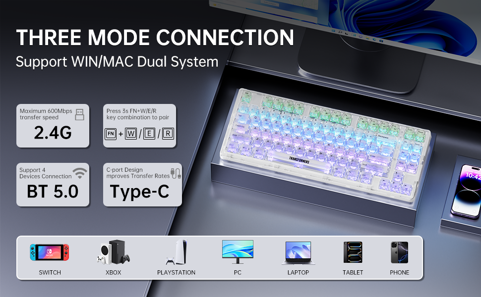 Transformers TF85 Mechanical Keyboard Hot Swappable RGB Backlit ...
