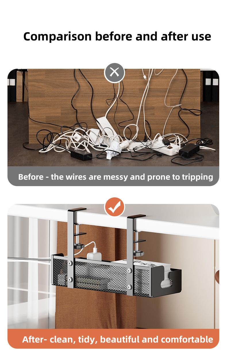 【SG READY STOCK】Ajustable Under Desk Storage Rack Metal Cable ...