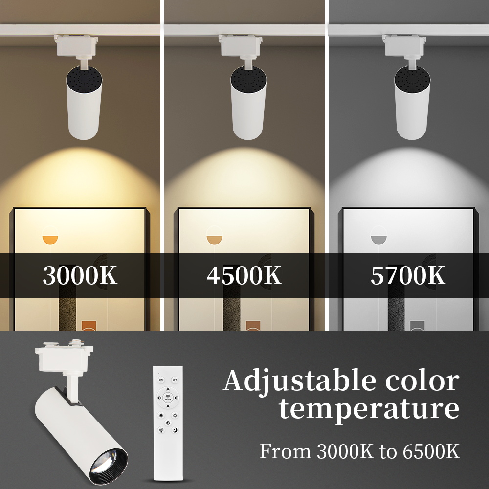 6pcs Tri-color Track Light Set Led Spotlight Dimmable Ceiling Spot Lamp ...