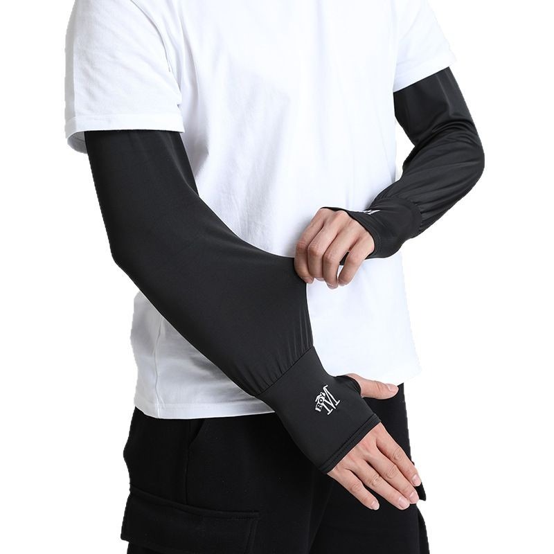 Men Ice Silk Cool Feeling Arm Sleeves Hands Arm Cover Summer Sun ...