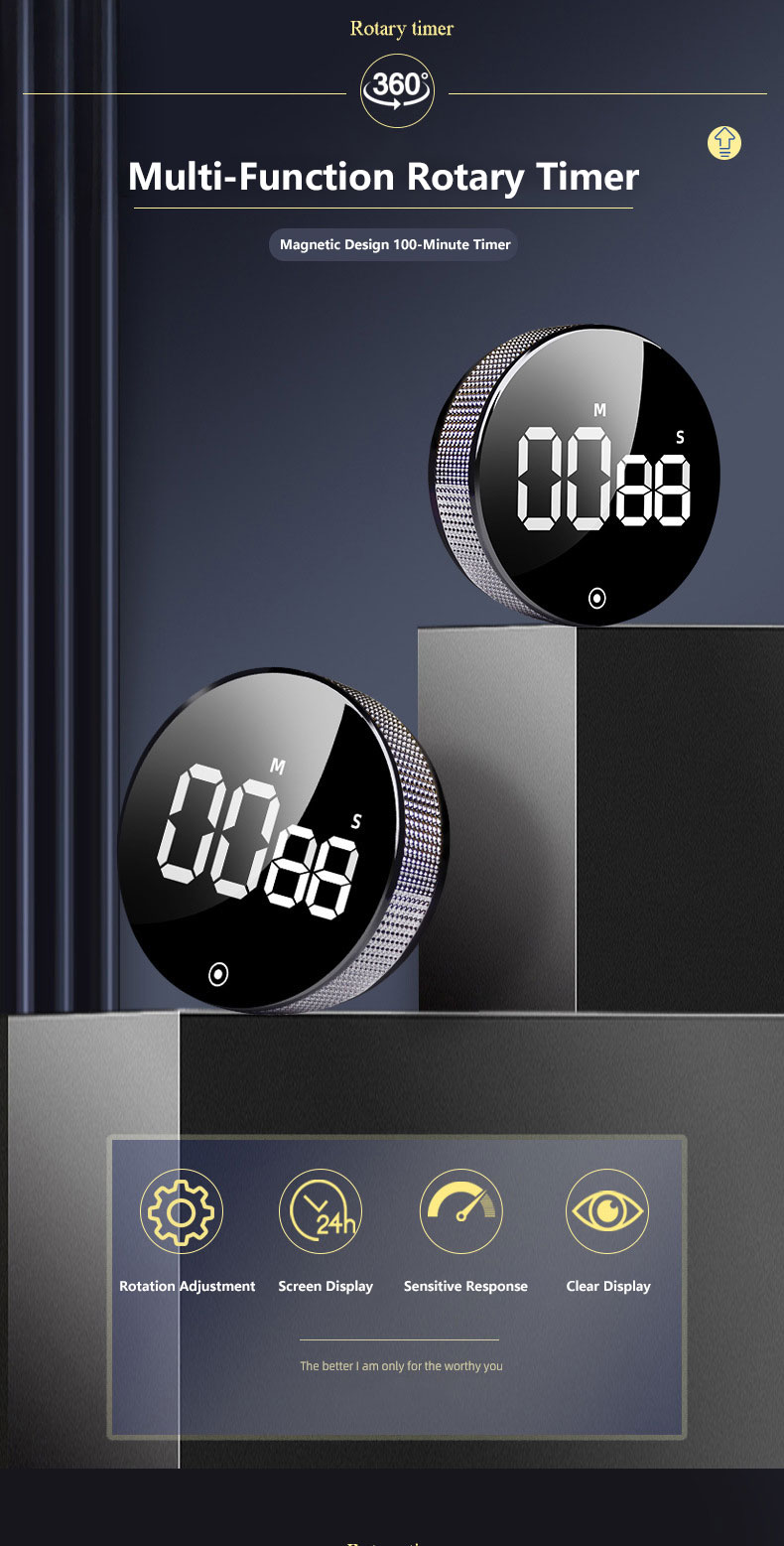 Gryno LED Digital Timer Magnetic Rotation Countdown Alarm For Kitchen ...