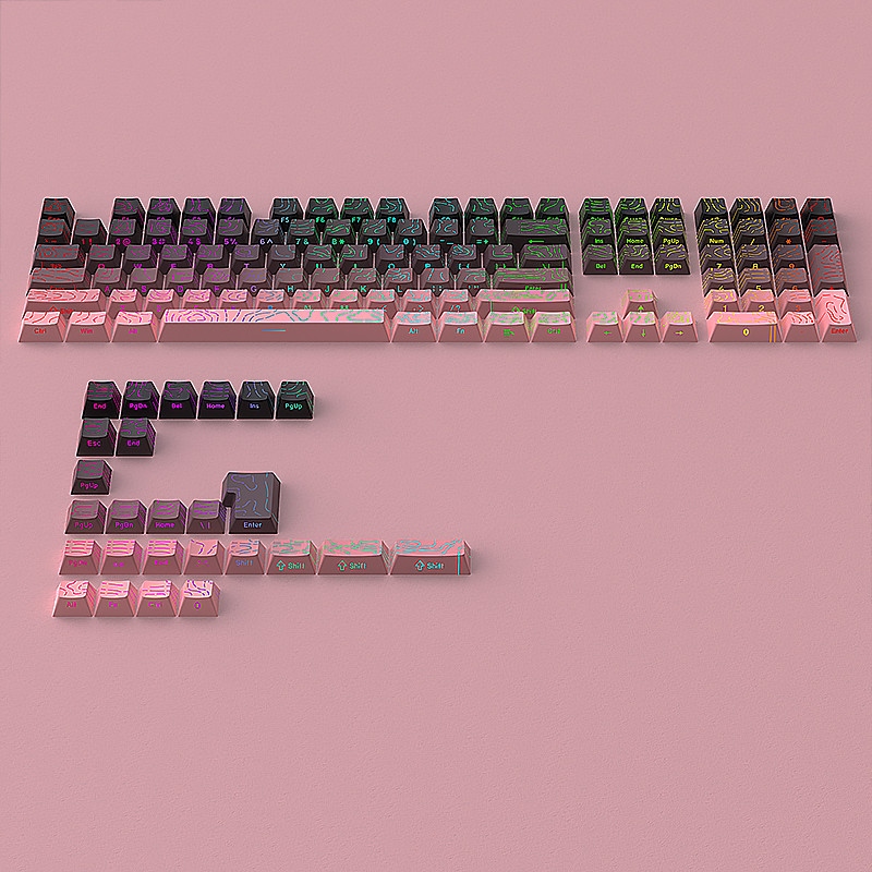 Womier 130+ Keys Ink Shadow Topographic 4.0 PBT Keycaps Double Shot ...