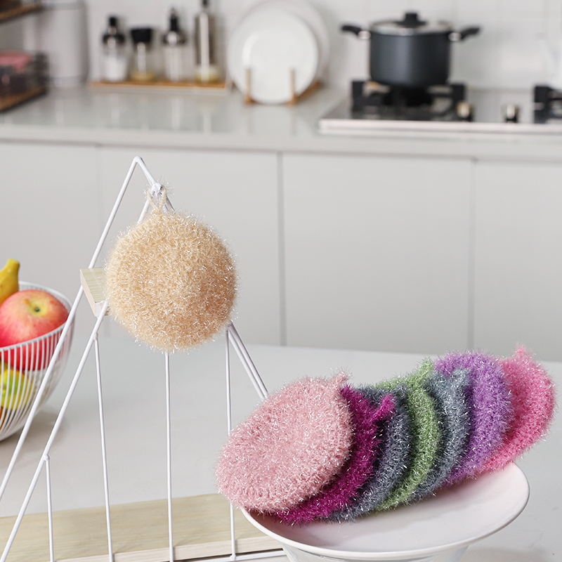 Macaroon Korean Acrylic Dish Scrub Sponge Hand-make Dish Washing Towel ...
