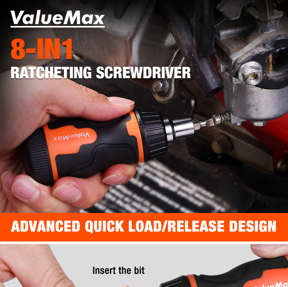 ValueMax 8-in-1 Mini Ratcheting Screwdriver Multi-Function Hand Tool ...