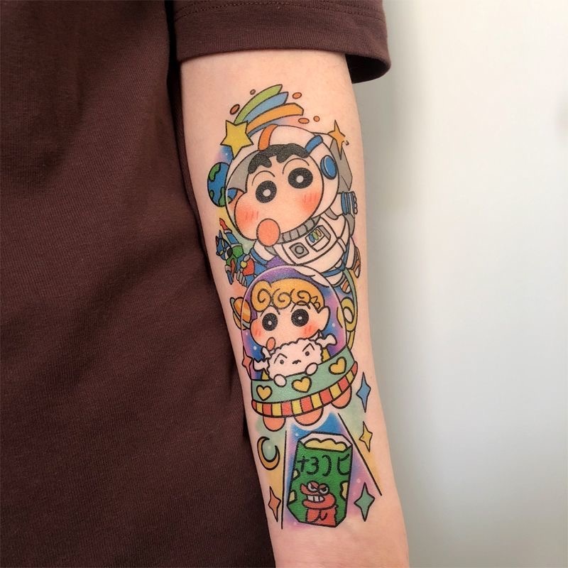 Crayon Shin chan Pattern Tattoo Cute Girl Arm Tattoo Waterproof Tattoo ...