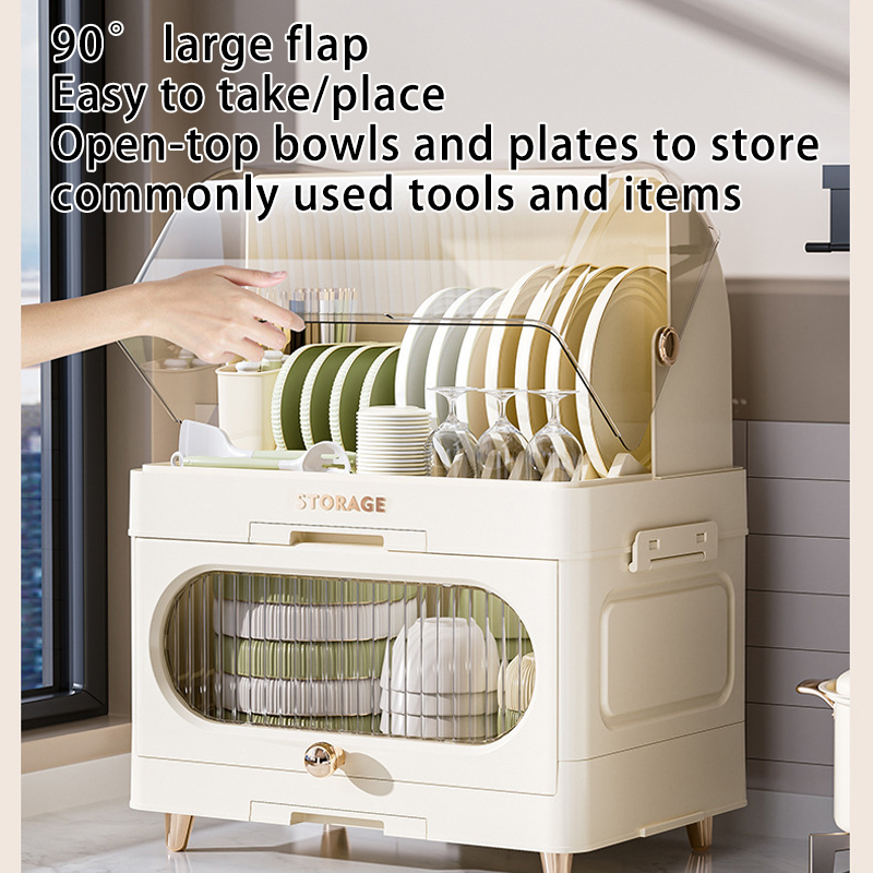 JARUSEAT foldable storage bowl rack with drainage function three-layer ...