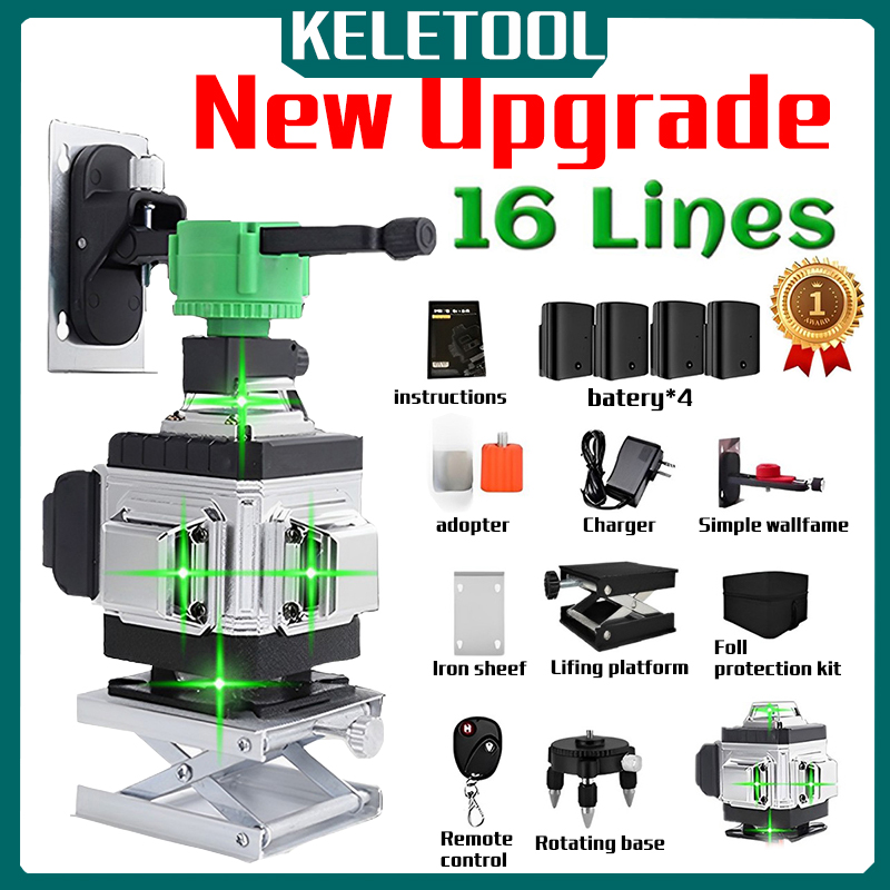 360° Self-Leveling Laser Level Precise Green Cross Line Laser Leveler ...