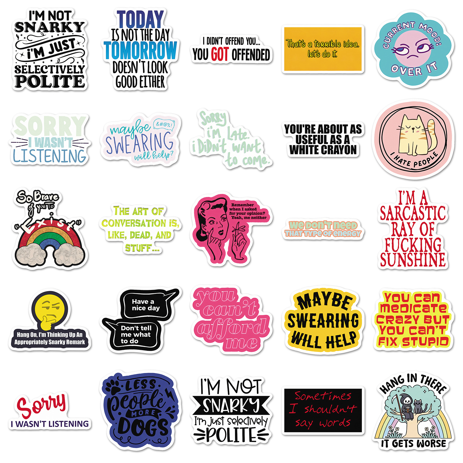 50pcs MEME Cartoon Snarky Stickers PVC Waterproof Skateboard Luggage ...