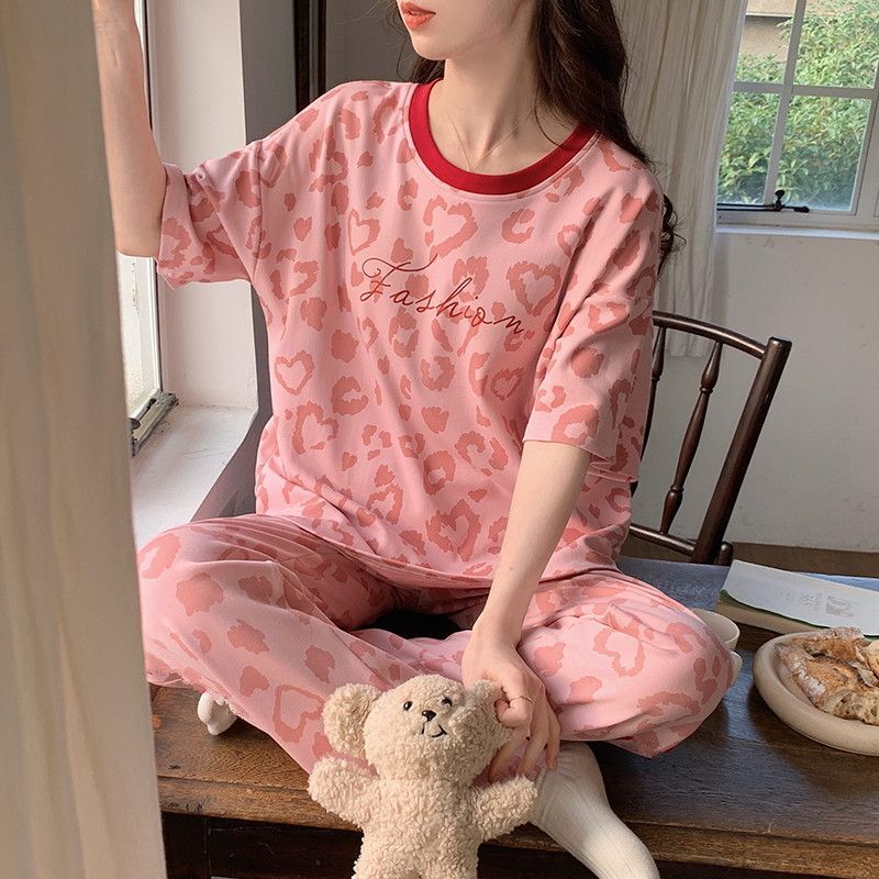 Ready Stock Women Pajamas Set Short Sleeve Pijamas Comfy Ladies O-Neck ...