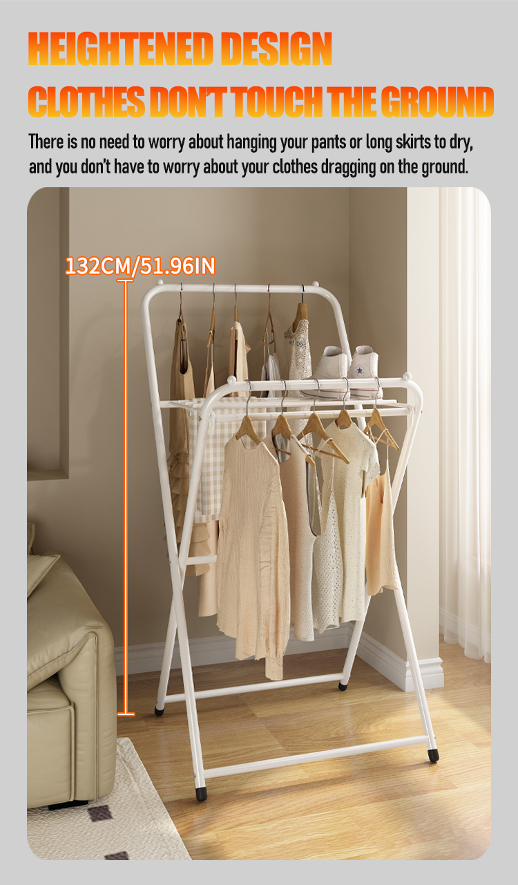 SG Stock Clothes Rack Balcony Drying Rack Bedroom Clothes Rack | Shopee ...