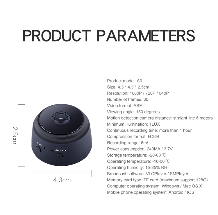 A9 Mini Camera 1080P Remote Monitor With Motion Night Version Voice ...