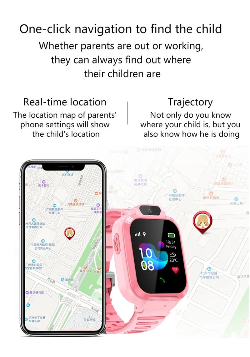 Kids Smart Watch SOS GPS Location Phone Call Sim Card Child Smart Watch ...