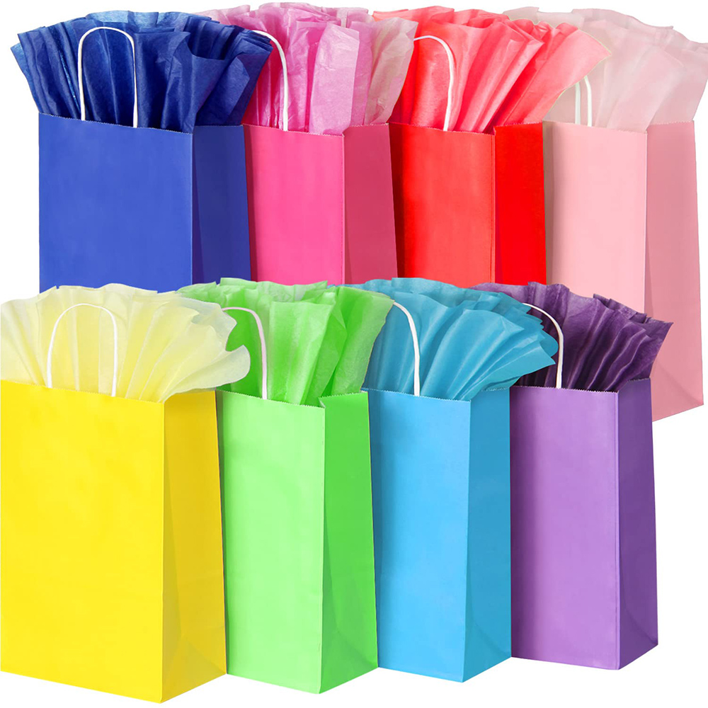 [SG Stock] Kraft Paper Bags Gift Bags with Handles Colour Paper Bags ...